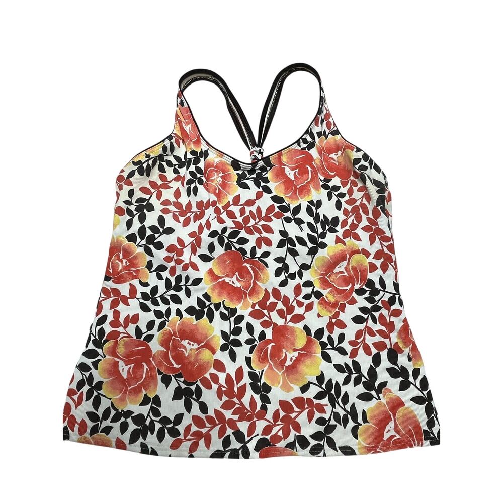 Lands’ End Tankini Swim Top Women’s 18 Floral Halter Built-In Bra Lined